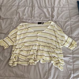 Striped Babydoll Cropped Shirt